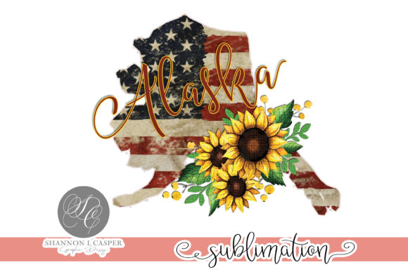 Alaska American Flag with Sunflowers: A Creative Design Asset