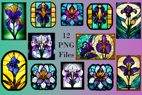Bearded Iris Flower Stained Glass Window for Creative Projects