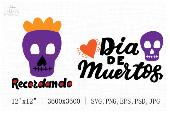 Purple Sugar Skull: Dia De Muertos Typography